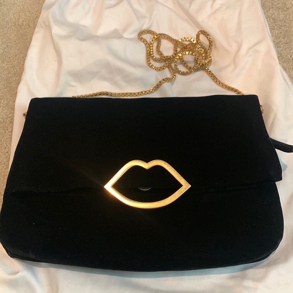 Lulu Guinness Black suede leather Crossbody bag